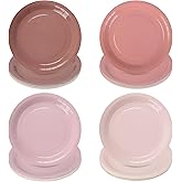 AimFun 48 Pcs Dusty Pink Paper Plates Gradient Pink Party Plates 9 Inch Disposable Birthday Plates Round Dinner Plates for Wedding Baby Bridal Shower Party Supplies Tableware Decor