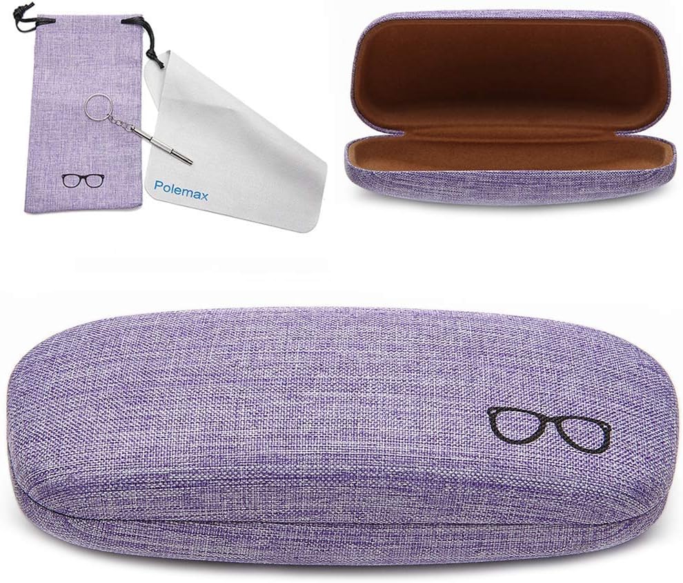 polemaxHard Eyeglass Sunglasses Case, Polemax Linen Fabric Glasses Protective Case for Medium Eyeglasses Frame Sunglasses