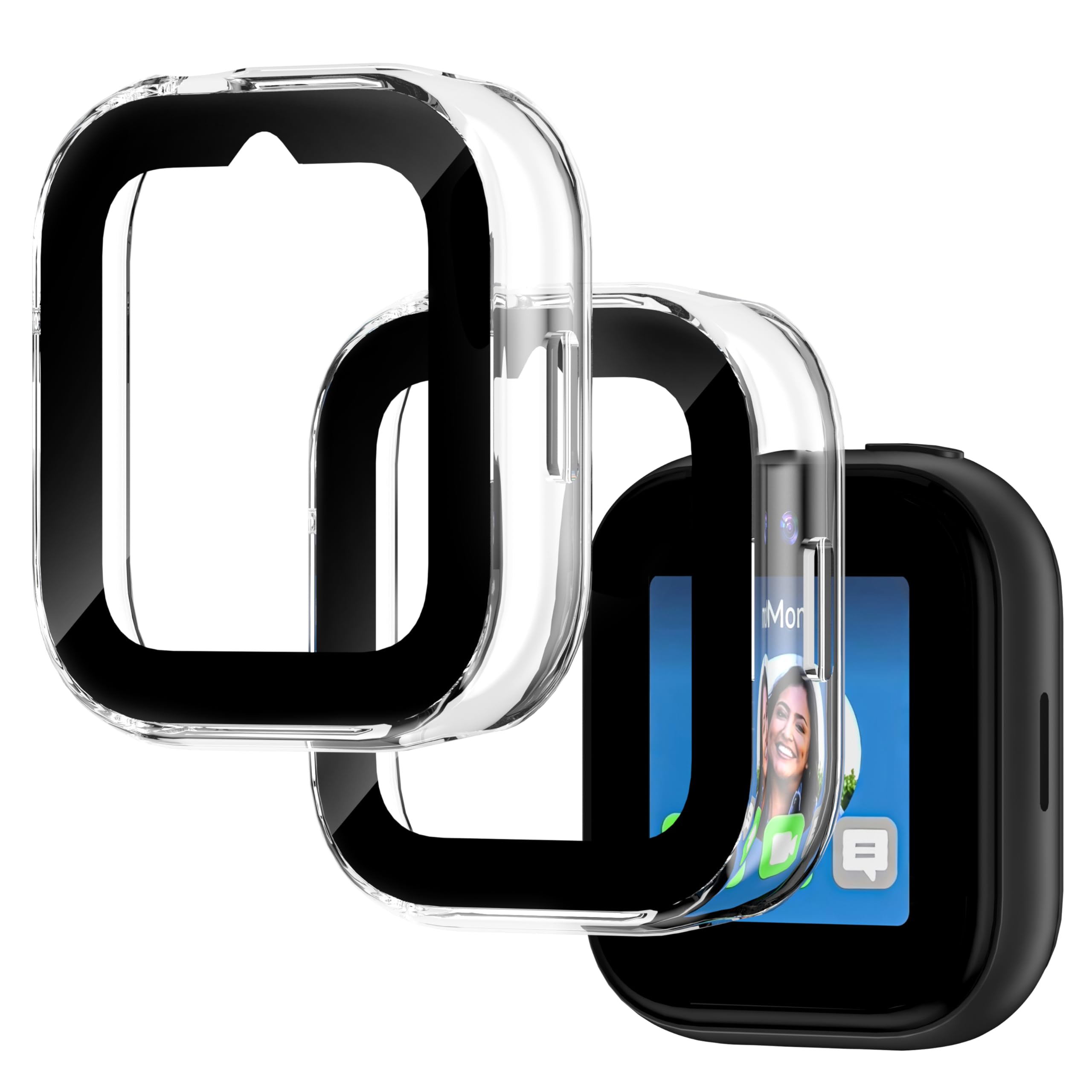 2 Pack Protective Case Compatible with T-Mobile SyncUp Kids Watch 2 - Screen Protector, Hard PC Case with Tempered Glass