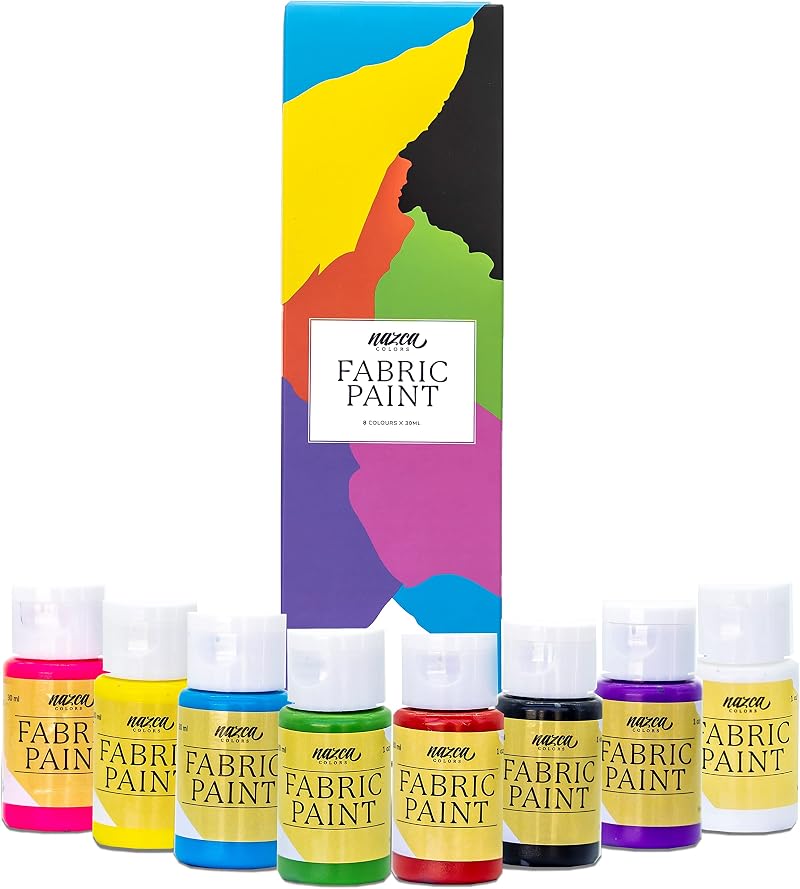 Nazca Colors Fabric Paint Set - 8 Washproof Acrylic Paints 30ml