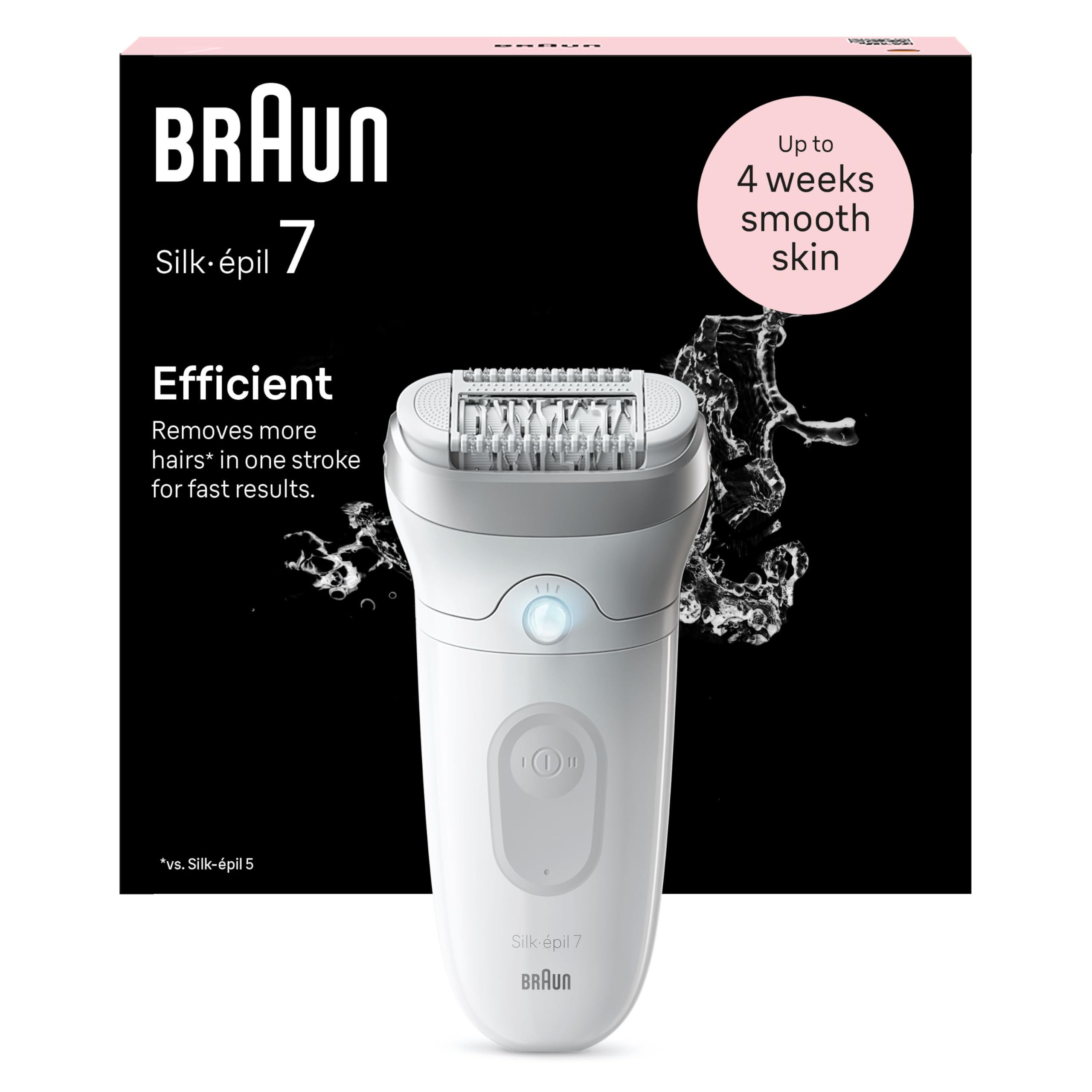 Braun Silk Epil 7 Epilatore Elettrico Donna, Rasoio Elettrico Donna, Con Testina Ampia Per Una Epilazione Semplice, Wet & Dry, Pelle Liscia a Lungo, 7-011, Bianco/Argento