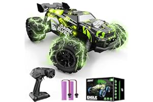 DEERC RC Cars Remote Control Car for Boys Age 8-12, Glowing Eagle RC Truck W/ 2 Rechargeable Batteries for 40 Min Play, 2.4Ghz All Terrain Off-Road Monster Truck Toys for Kids Birthday Xmas Gift