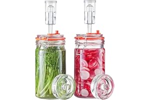 JILLMO Fermentation Jar, 1 Liter Fermentation Jar with Fermenting Weights and Airlocks, Pack of 2
