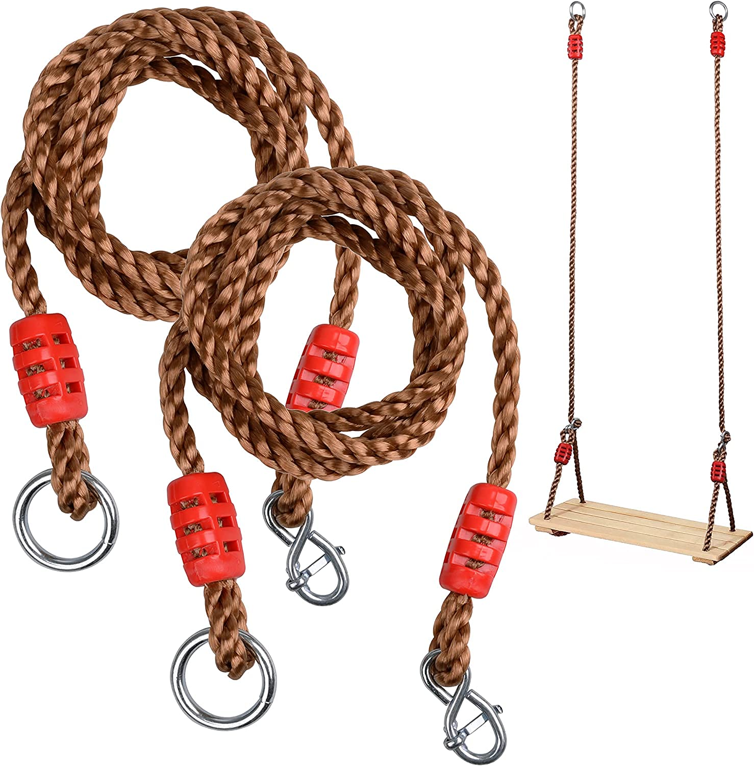 2Pcs Tree Swing Rope Length Adjustable Hanging Kit, Nylon Hammock Chair Strap Indoor Outdoor Swing Attachment (Max load 700lbs)