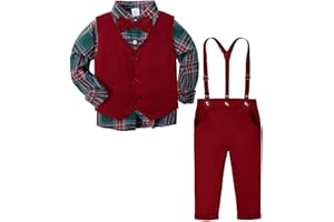 A&J DESIGN Toddler Boys Formal Clothes with Suspender Baby Wedding Outfit Kids Dress Suit Set
