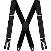 Chicingyou 2 Inches Heavy Duty Mens Suspender Wide Low Stretch Logger Hidden Suspenders Button End Logger Work Suspender X Shape Back Heavy Duty Tool Work Adjustable Strap for Button on Dungaree Pant