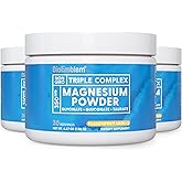 BioEmblem Triple Complex Magnesium Powder Drink - 350mg High Absorption Magnesium Glycinate, Gluconate, Taurate & GABA for Rest, Sleep, & Brain Health - Passionfruit Mango Flavor - Vegan(90 Servings)