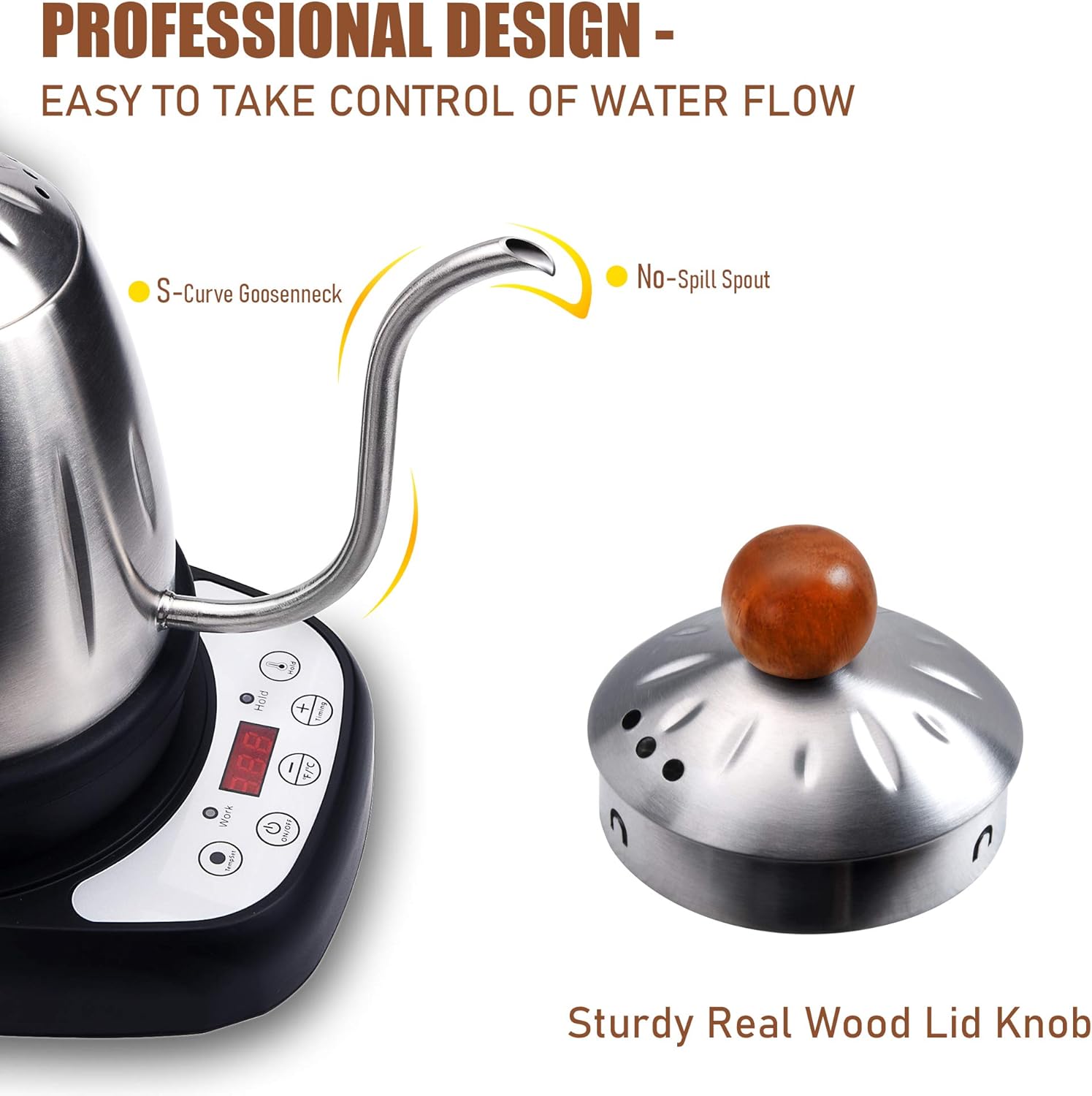 Diguo Variable Temperature Digital Electric Gooseneck Kettle, Pour Over