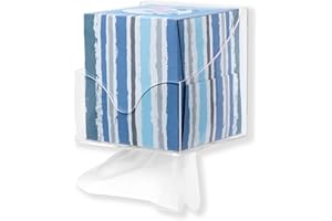 IneVibe Facial Tissue Box Holder for Wall, Under Cabinet or Desk, RV, Bathroom, Small Spaces - Acrylic Wall Mounted Square Box Dispenser, Face Down or Sideways in Tight Areas