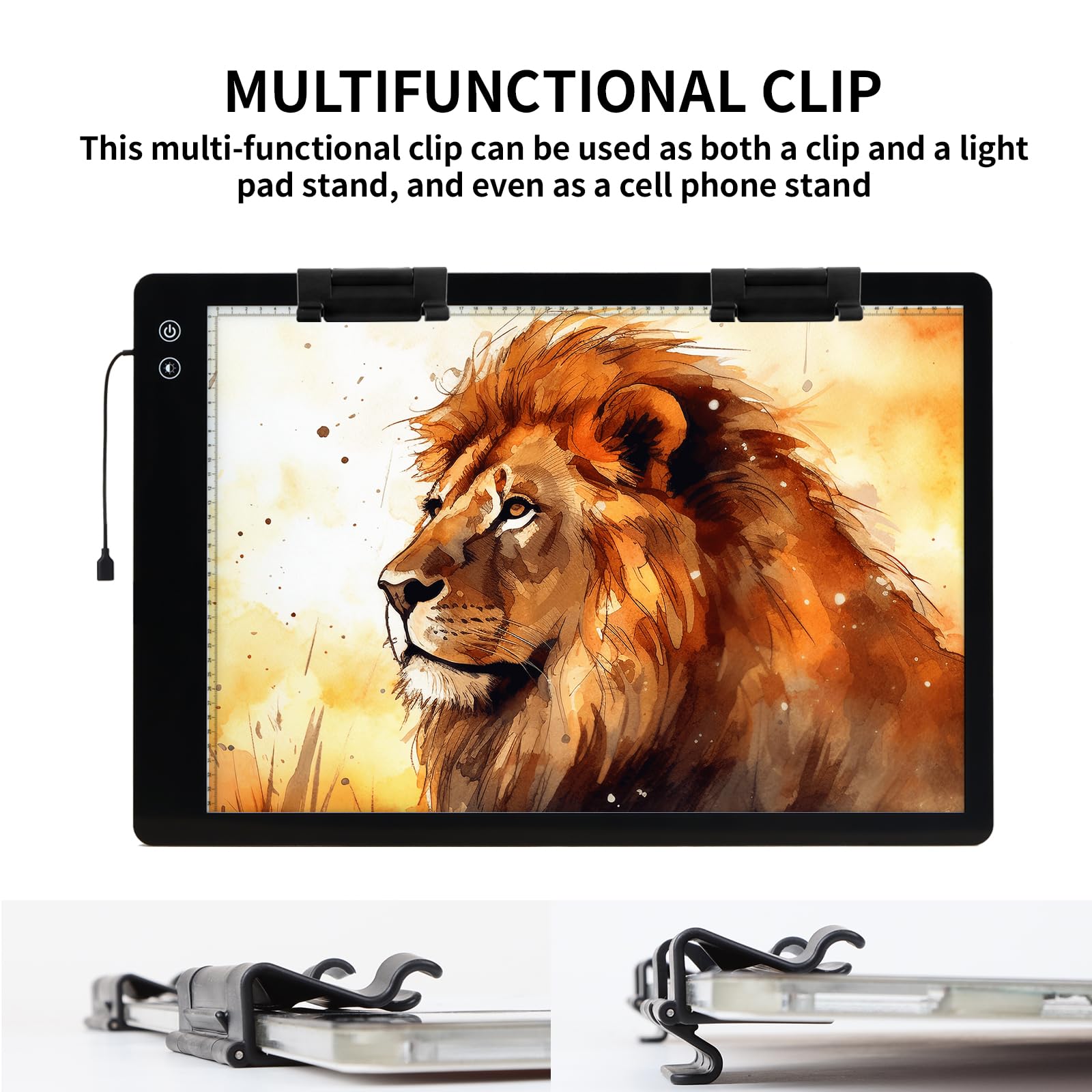 Upgraded Rechargeable A2 Light Pad 23.7”x15.8”, TOHETO 5200mAh Battery Powered Large Tracing Light Box, 6 Levels & Stepless / 3 Colors Super Bright Light Board for Diamond Painting, Drawing, Sketching