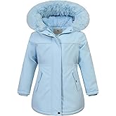 CICVSOC Girls Waterproof Winter Jacket Fleece Lined Hooded Coat,Kid's Warm Insulated Parka for School & Outdoor Play