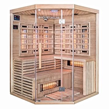 Home Deluxe – Infrarotkabine – Sahara XXL – Vollspektrumstrahler – Holz: Hemlocktanne - Maße: 150 x 150 x 200 cm – inkl. viel