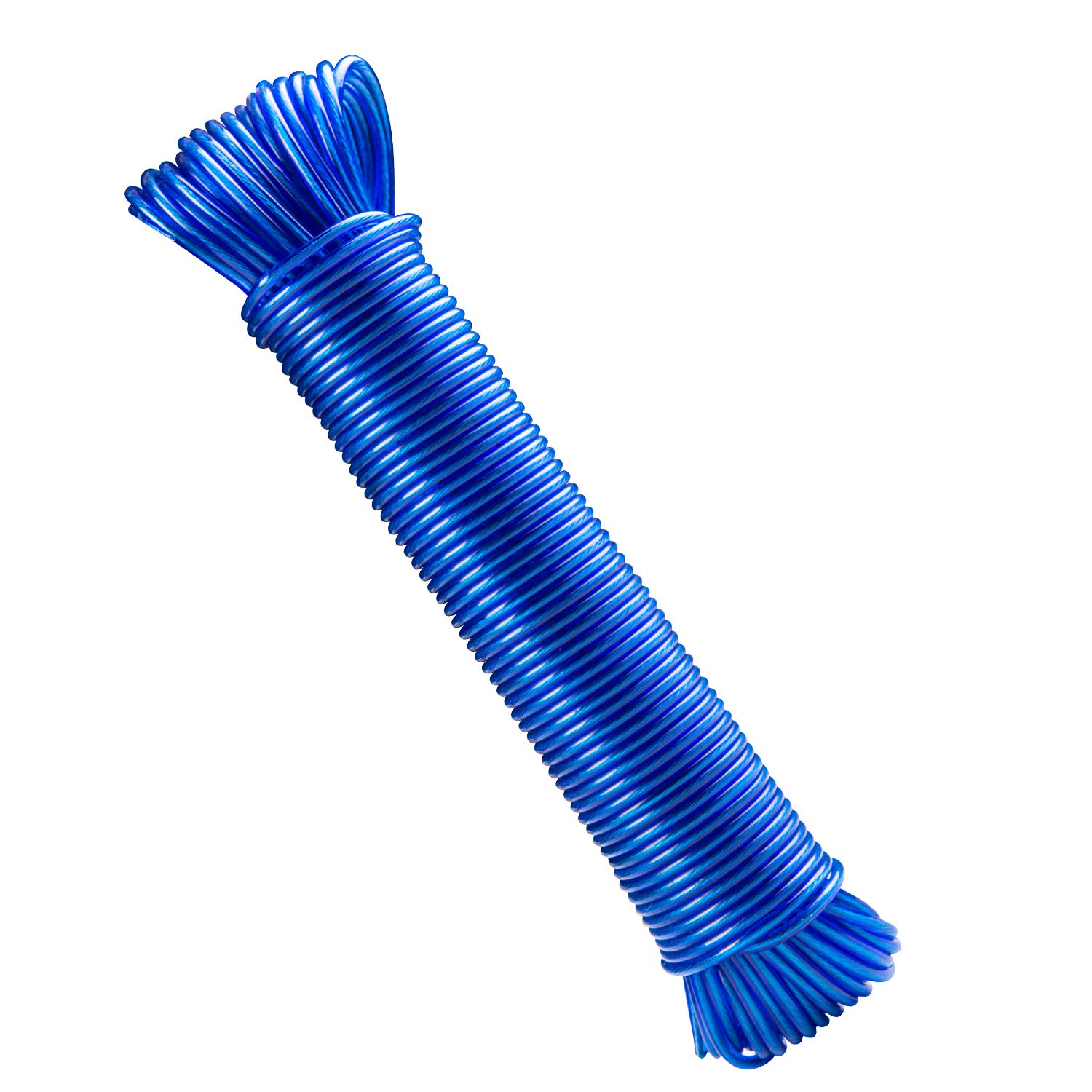 GZBtech 30m/100ft Washing Line Rope outdoor,Heavy Duty Extra Strong Steel Core Clothes lines of 265lbs Bearing Capacity, Rust-proof and Waterproof for Outside Garden-Blue