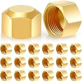 Dunzy 20-Piece 3/8" Brass Compression Cap Stop Valve for Drain Pipe Fittings, Hose Connector, Garden Outdoor Water Pipes, Nozzle Joints