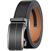 GAEKEAO Mens Belt Leather 1 3/8" - Micro-Adjust Buckle Ratchet Belts for Men Trim to Fit Dress Casual to Formal Gift Boxed