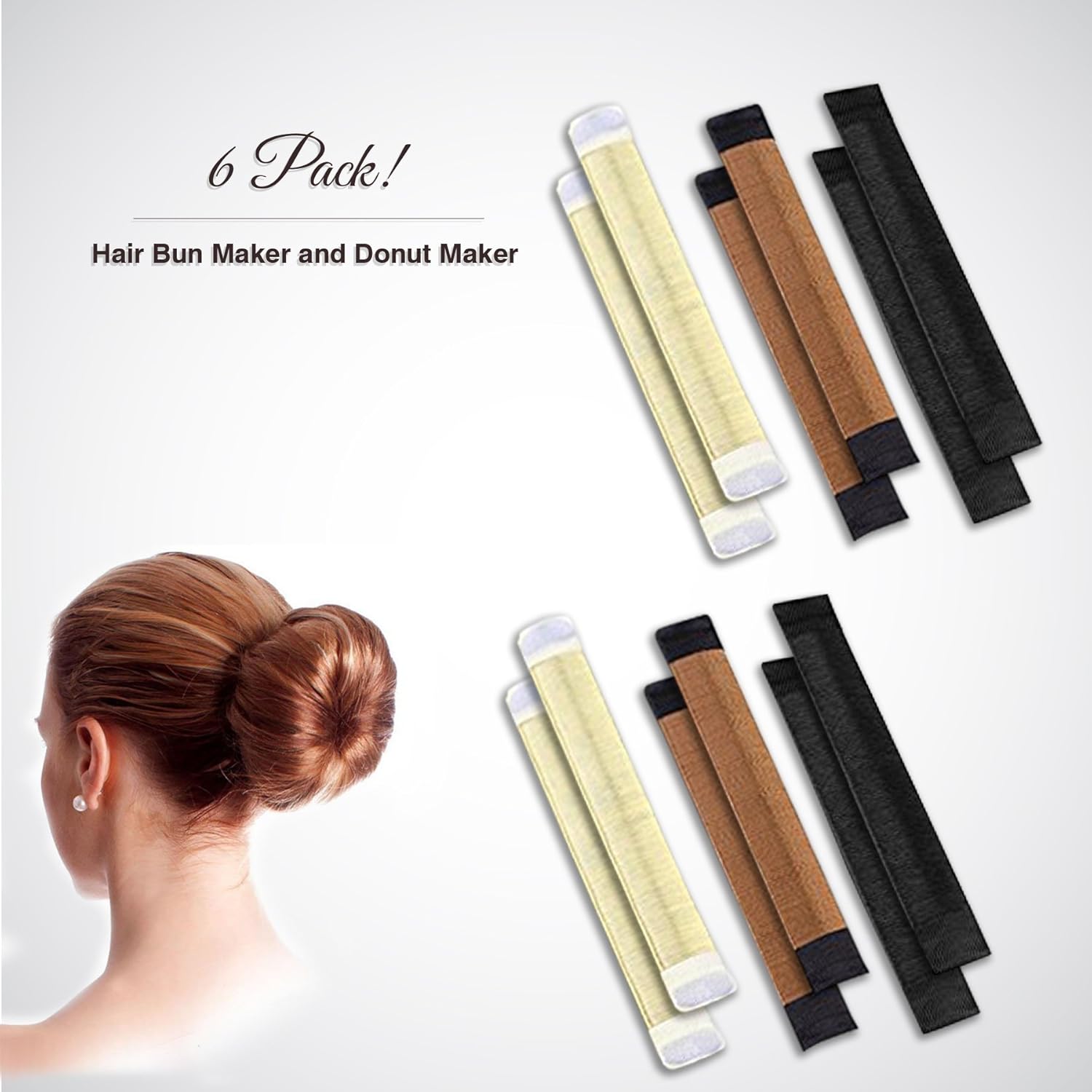 Amazon Com 6 Pack 2 Brown 2 Black 2 Blo Hair Bun Maker Donut