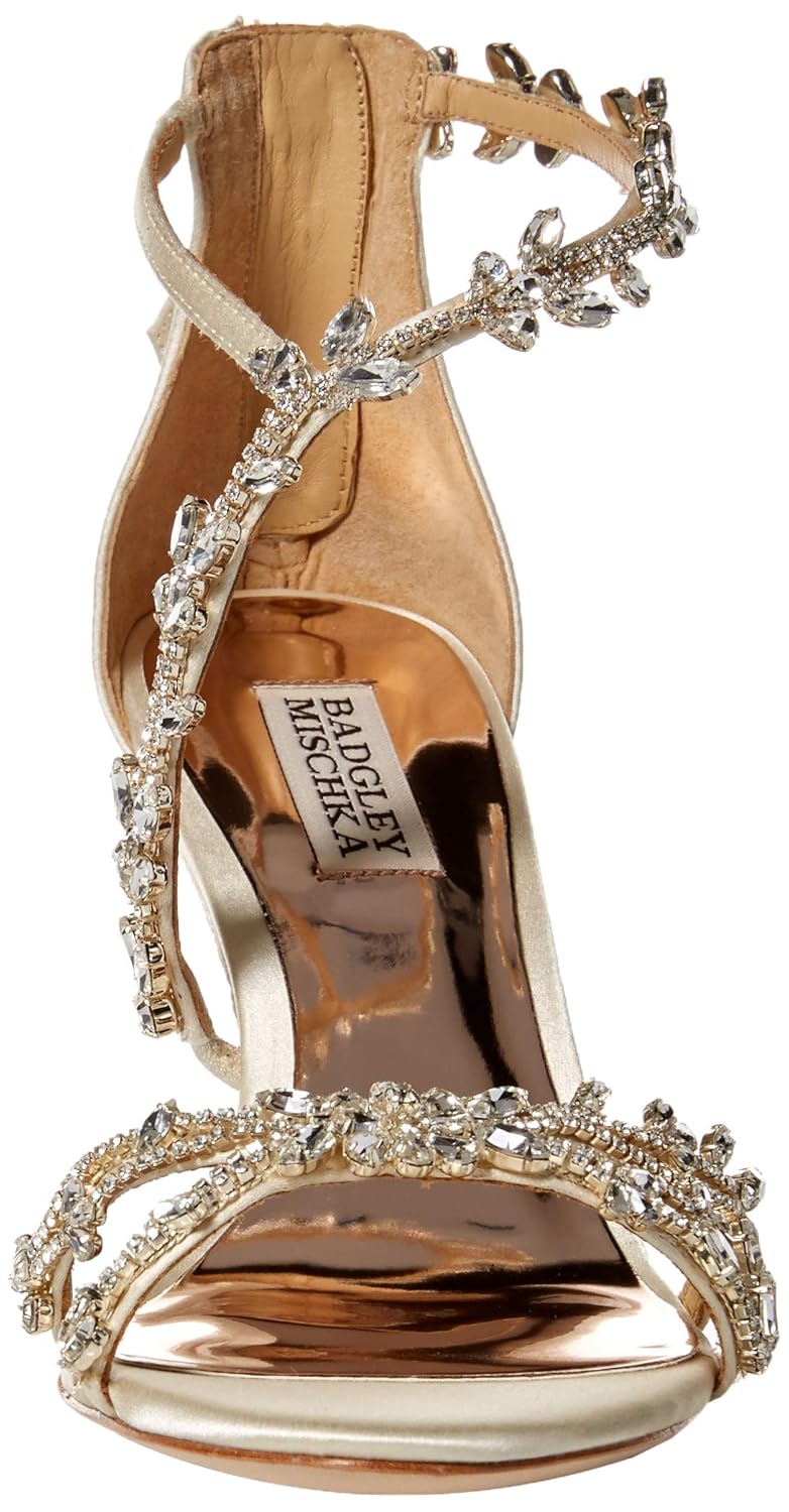 badgley mischka feather crystal embellished wedge sandal