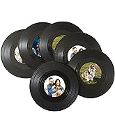 Personalized Coasters Custom Photo, Set of 6 Vinyl Record Coasters for Drinks Wall Decor Party Decoration Funny Disk Drinks Coasters for Music Lover, Personalized Gifts for Men Women