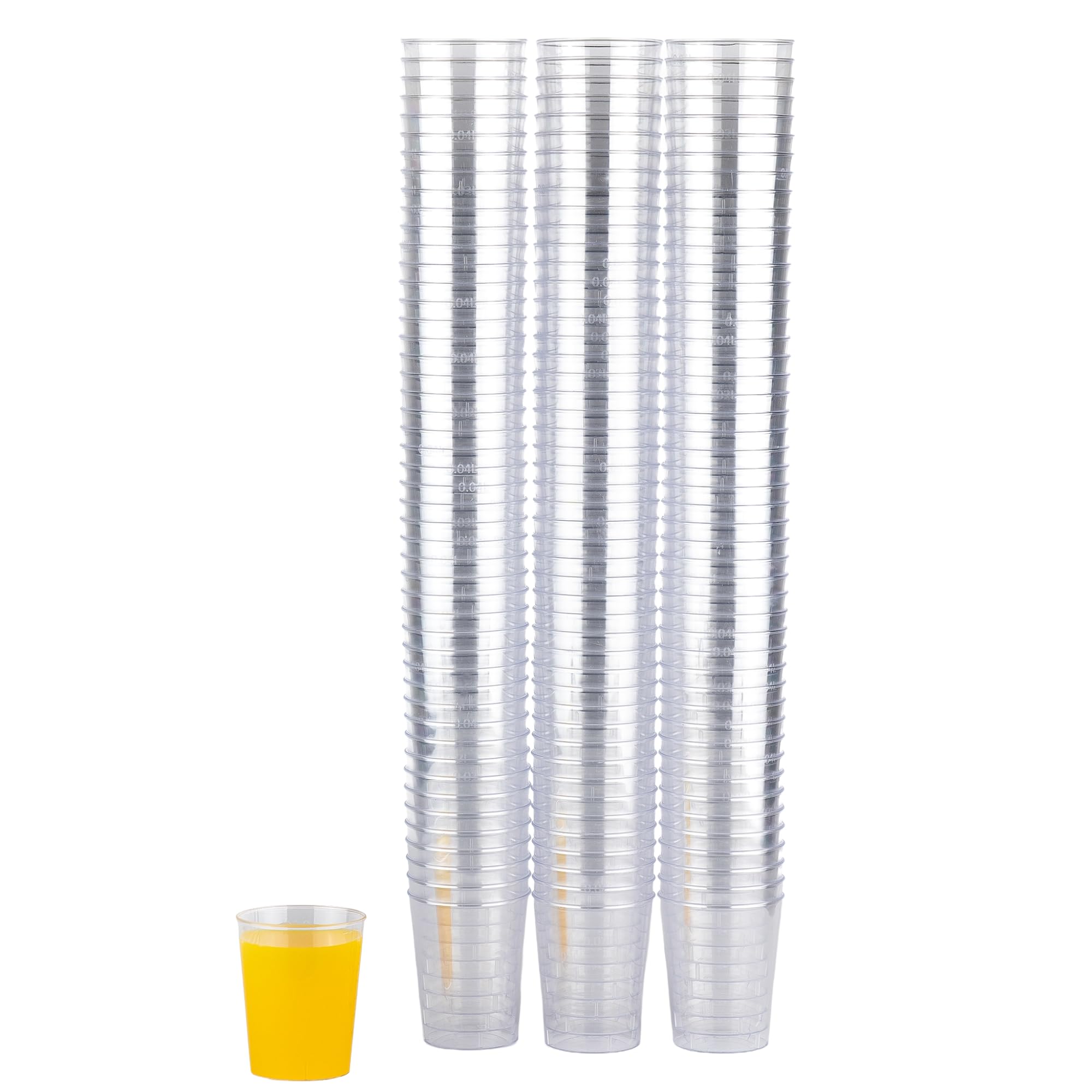 TIJAR® Shot Glasses, Pack of 100, 50ml Plastic Shot and Desert Glass, Strong Durable Hard Plastic, Quality Crystal Clear Shot Cups (100)