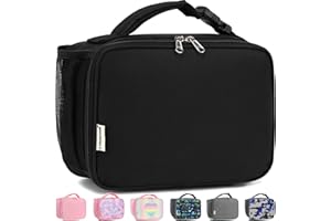 GYEUKHAM Insulated Lunch Box for School, Thermal Reusable Durable Freezable Lunch Bags for Kids Boys Girls Men Women - Small Soft Cooler Portable Lunch Tote Kit for Work Picnic Travel,Black