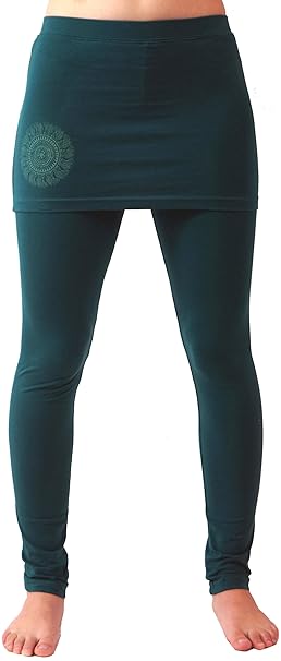 Guru-Shop Yoga-Hose, Leggings mit Minirock Bio BW Yogi, Damen, Synthetisch, Shorts, 3/4 Hosen, Leggings Alternative Bekleidun