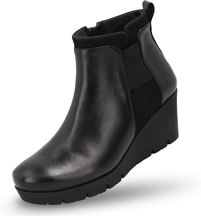 manet leather wedge booties