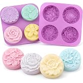 2Pack Flower Soap Molds Flowers Silicone Mold 3D Rose Mold 8 Different Shapes Rose Peony Peach Blossom Silicone Molds Handmade Soap Mould for Wax Soap Candle Lotion Bath Bombs Ice Cube Cake Chocolate