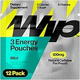 Wip Energy Pouches, Travel Packs, Sugar Free, 100mg Natural Caffeine with B Vitamins, Minerals, L-Theanine, Energy Support, Mint, 12 Packs 3 Pouches Each