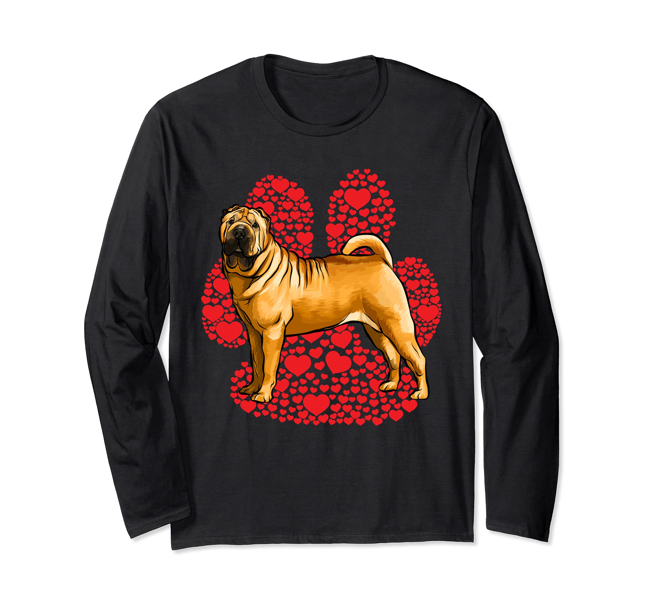 Chinese Shar-Pei Valentines Day Dog Love Paw Long Sleeve T-Shirt