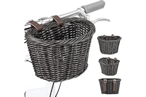 BALINGE Kids Bike Basket for Girls/Boys/Toddler - Lightweighted Front Handlebar Basket with Adjustable Leather Straps，Compatible with Children Bikes，Toddler Balance Bikes，Kids Tricycles，Scooters