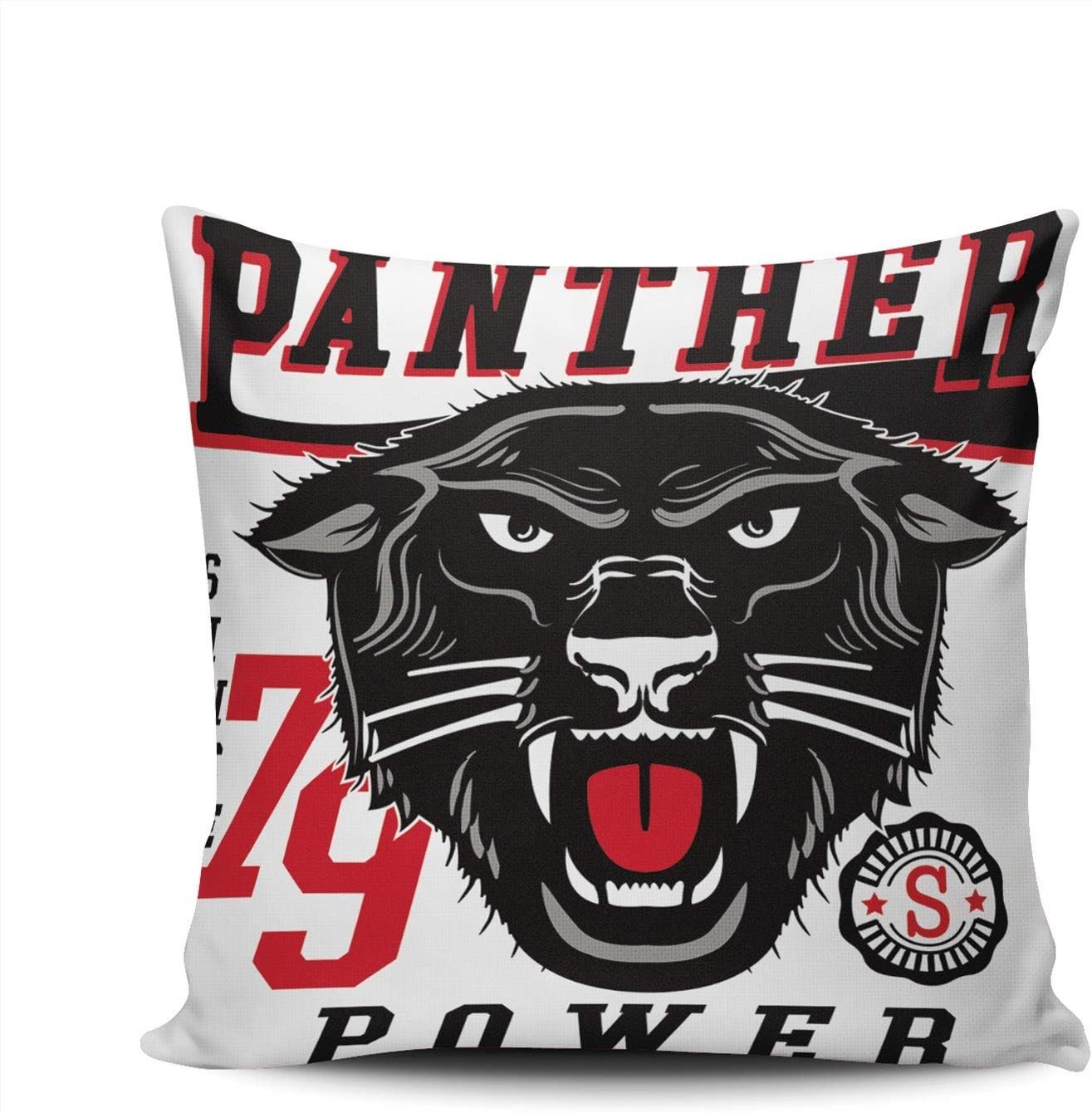 ONGING Decorative Throw Pillow Case Jumping Black Panther Pillowcase Cushion Cover Double Sided Design Printed Square Size 24X24 Inch