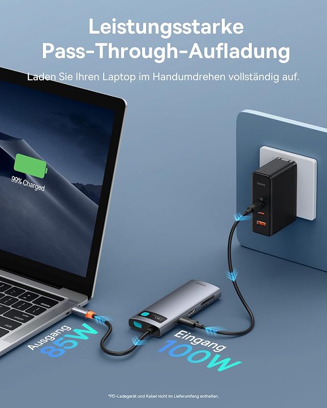 USB C Hub 7 in 1 Adapter mit 4K@60Hz HDMI, 100W PD, 3 A 3.0 5Gbps, SD/TF Kartenleser, Docking Station für iPhone 15, Laptop MacBook/Surface Pro/iPad/Steam Deck/Rog Ally/Samsung