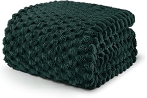 Exclusivo Mezcla Twin Size Fleece Blanket for Bed, 60x80 Inches Stylish Jacquard Velvet Soft Blanket, Fuzzy Cozy Lightweight for Winter, Forest Green