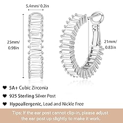 GLOQUAT CZ Silver Hoop Earrings 925 Sterling Silver