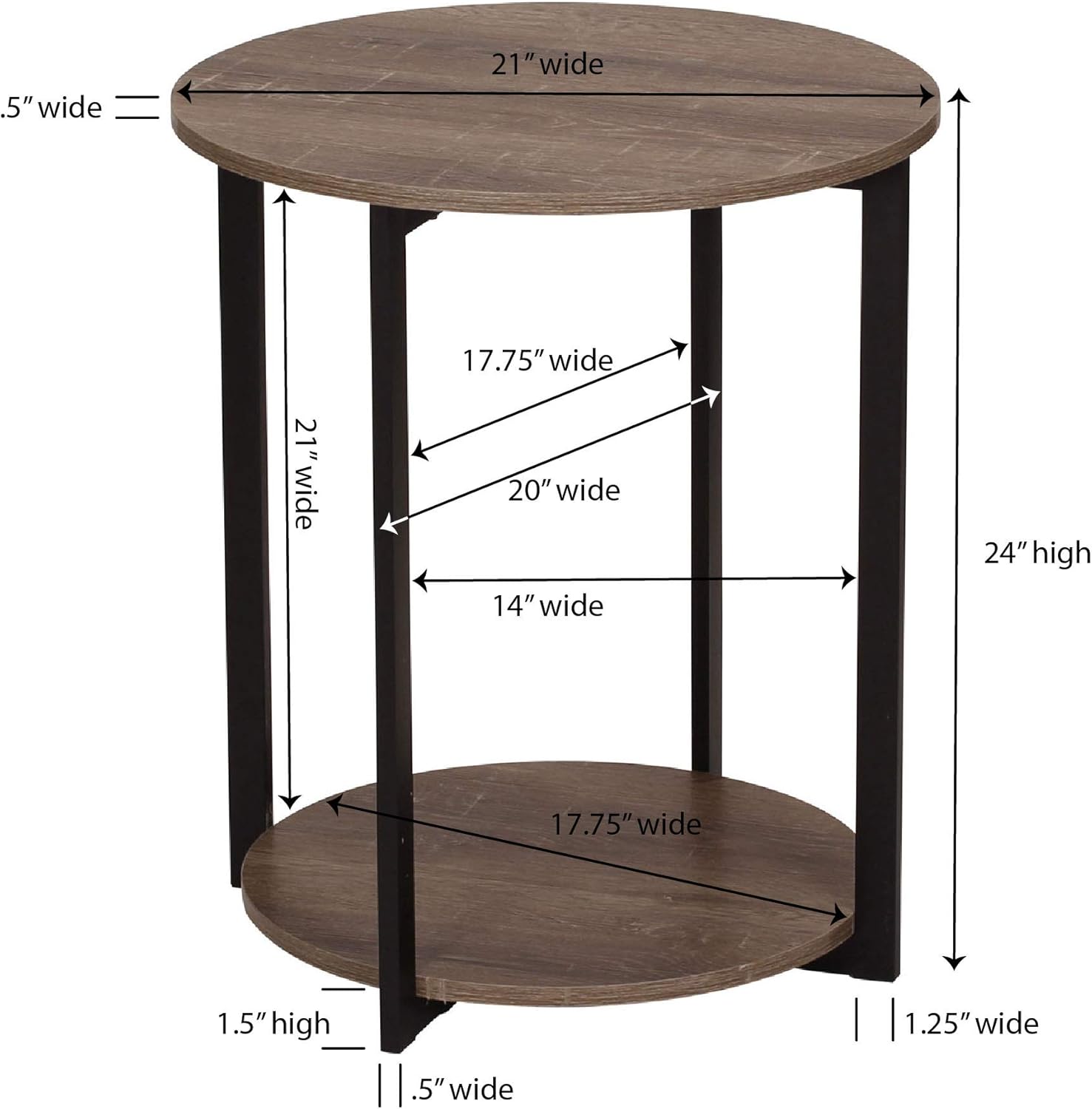 Household Essentials Wooden Side End Table with Storage Shelf | Ashwood: Furniture & Decor