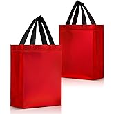 Nush Nush Shiny Red Gift Bags Medium Size – Set of 12 Reusable Red Gift Bags With Handles - Goodie Bag for Valentine's Day Gifts, Birthday Party Favors, Holidays, Small Business, Events – 8Wx4Dx10H