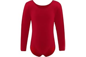 Dancina Leotard Long Sleeve Ballet Gymnastics Front Lined Cotton Bodysuit for Toddlers & Kids Ages 2-10