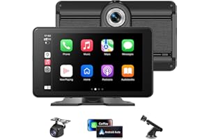 Carplay Screen for Car with 4K Dash Cam, 7'' Portable Wireless A-pple CarPlay & Android Auto Touchscreen with 1080P Backup Ca