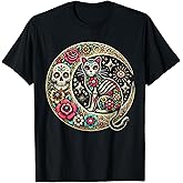 Cat Moon Dia De Los Muertos Day Of The Dead Sugar Skull T-Shirt