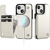 SkyEagle for iPhone 13 Wallet Case with Card Holder Compatible with Magsafe Kickstand RFID Blocking Flip Cover Credit Card Slots PU Leather Men Women Phone Case for Apple 13 6.1",White