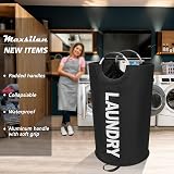 Maxsilan 125L X-Large Freestanding Laundry Basket Black Collapsible view 2