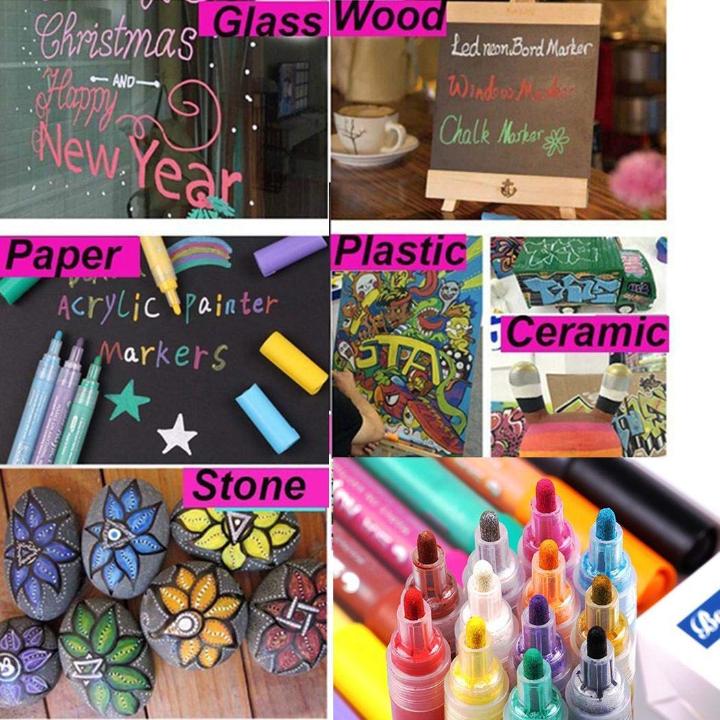 Idomeo Propylene Marker Pen Non-Toxic Odorless Waterproof Paint Drawing Pen Permanent Markers(Random Color)