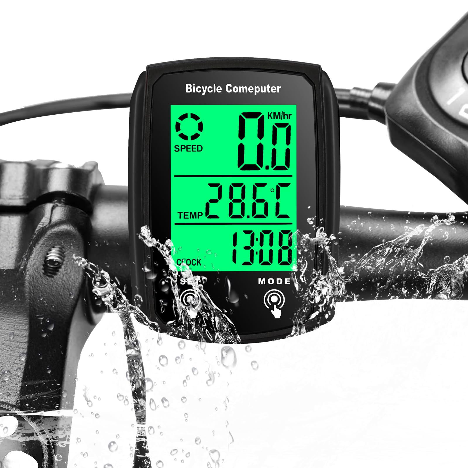 Bike Computer Universal 19 Functions IP54 Waterproof Bicycle Speedometer Odometer Wired Cycling Computer Touch Screen with LCD Backlight Display Auto Start/Stop for MTB Road Cycling Sport Accessories