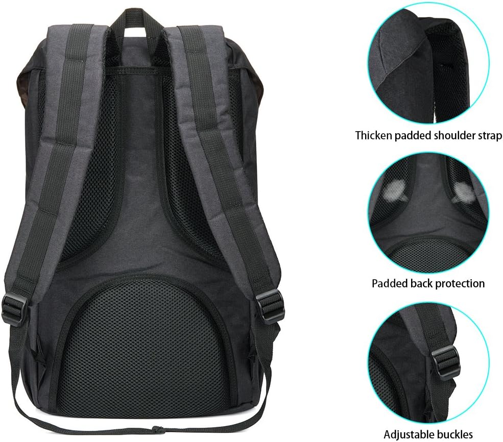 KAUKKO Rucksack Studenten Backpack 17 Zoll für 15" Notebook Lässiger Daypacks Schüler Bag Wandern Casual Daypack, 47 cm - Image 4
