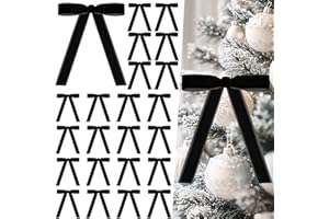 Artmag 24 Pcs Velvet Bows for Christmas Tree Rustic Bows Velvet Christmas Ornaments for Door Garland Wreath Gift Party Holiday Decoration (Width of 1 Inch,Black)