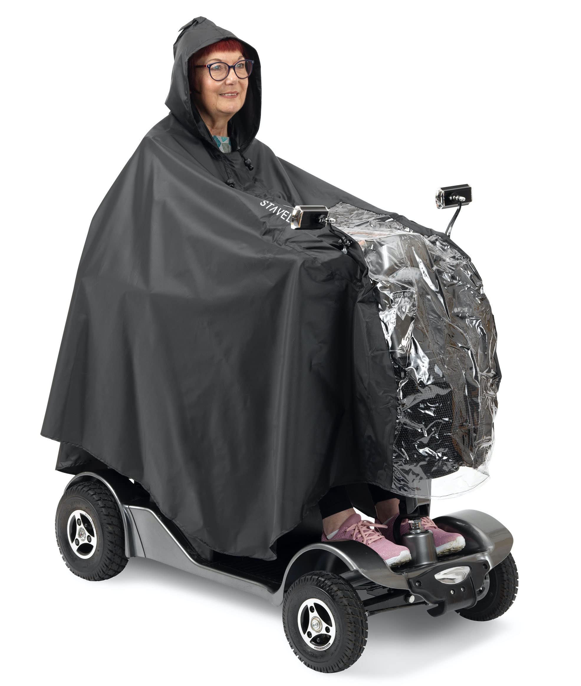 Staveley Mobility Scooter Cape | Unisex Waterproof Rain Poncho Cover for Electric Scooters and Wheelchair Users – Lightweight, Compact (Large Cape)
