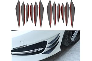 Fogfar 12 PCS Car Spoiler Canards Kit, Car Front Bumper Lip Splitter, Universal Car Anti Collision Strip Decoration Decal (Carbon Fiber Black)