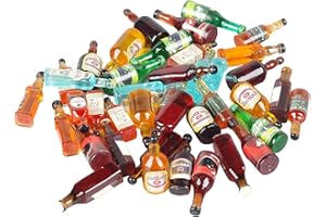 DONG HUANG 40pcs Miniature Mini Fake Beer Bottles Toys, Mixed Wine Drinks Decoration Beer Glass Model, Beer Can Beer Bottle Models for Fairy Garden Pub Bar Dolls House Tableware Decoration