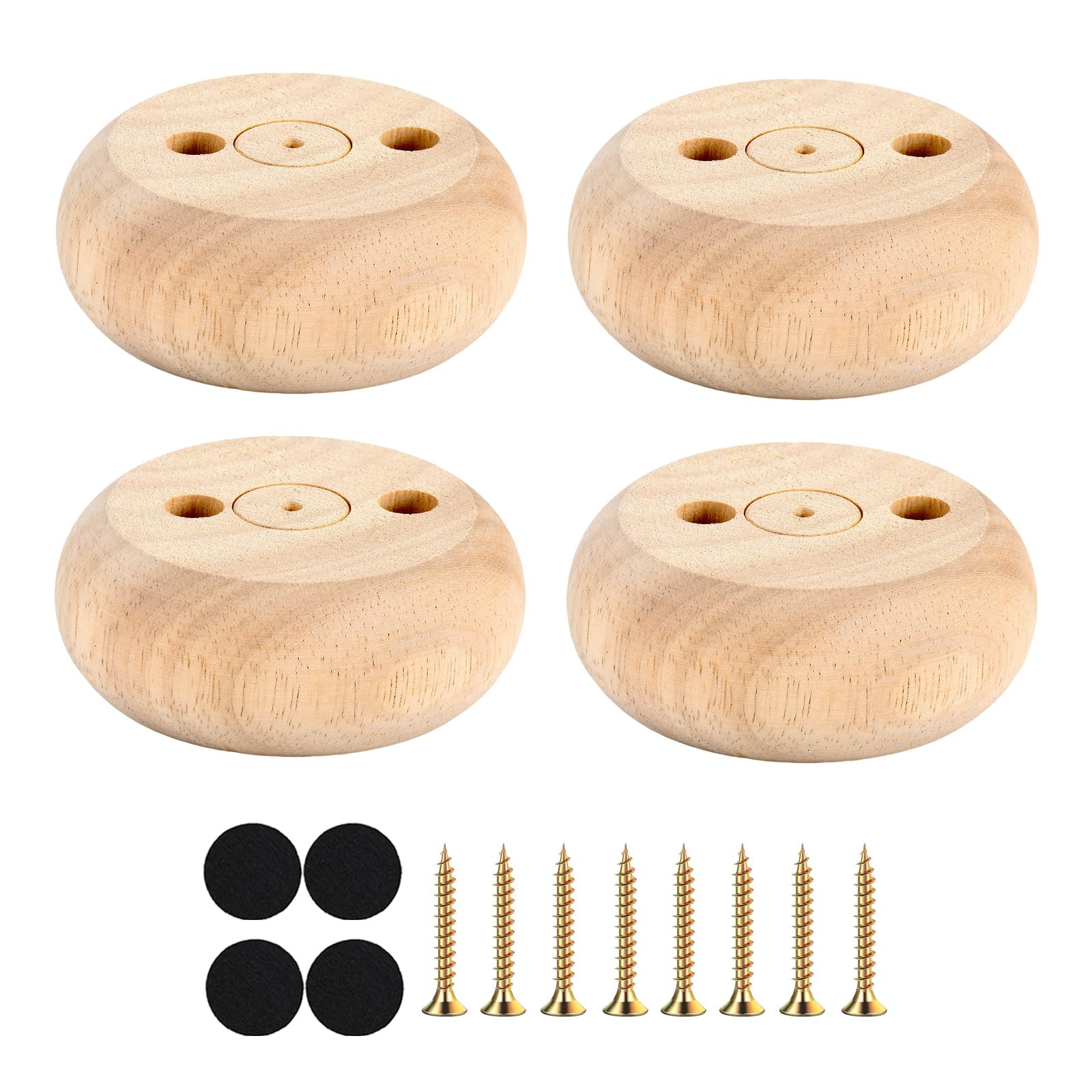 Photo 1 of Michanco 30MM Furniture Legs 1 Inch Set of 4,Round Short Replacement Wood Bun Feet for Couch Sofa Ottoman Screw in Unfinished