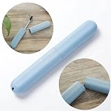 YHQZ Portable Toothbrush Case 2 Pcs Travel Cover Beige & Blue view 3